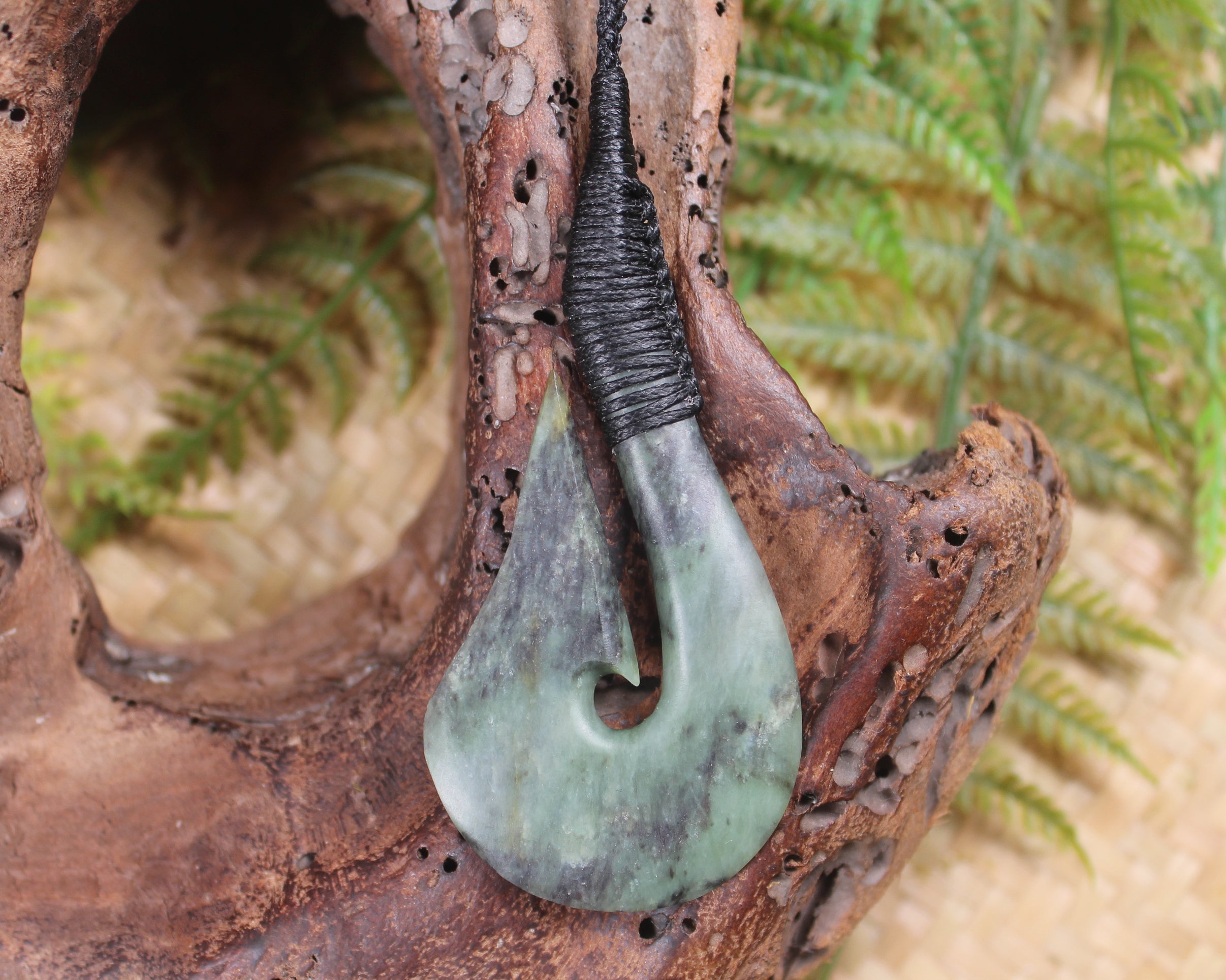 Hei Matau carved from Hapopo Pounamu - NZ Greenstone