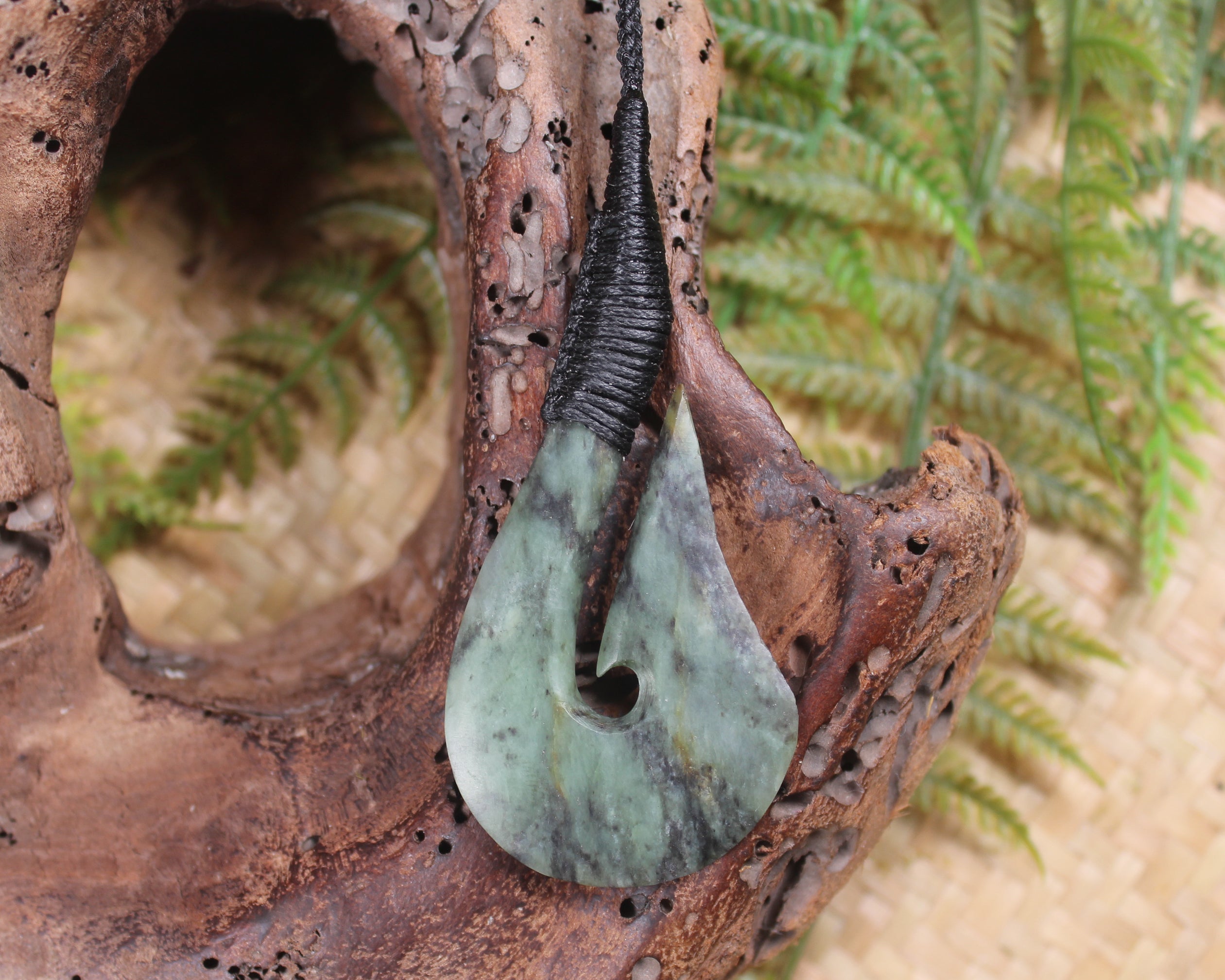 Hei Matau carved from Hapopo Pounamu - NZ Greenstone