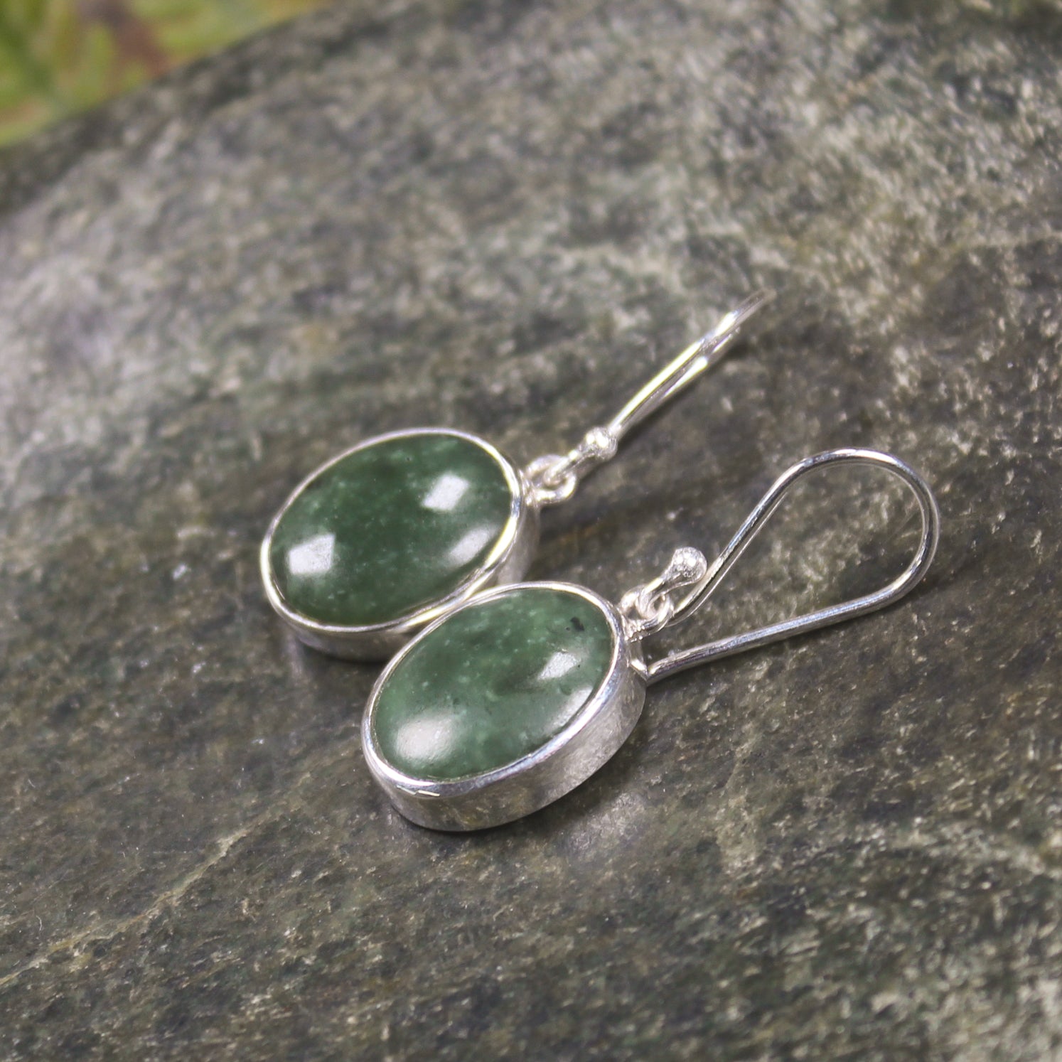 Roimata or Teardrop earrings carved from Hapopo Pounamu - NZ Greenstone