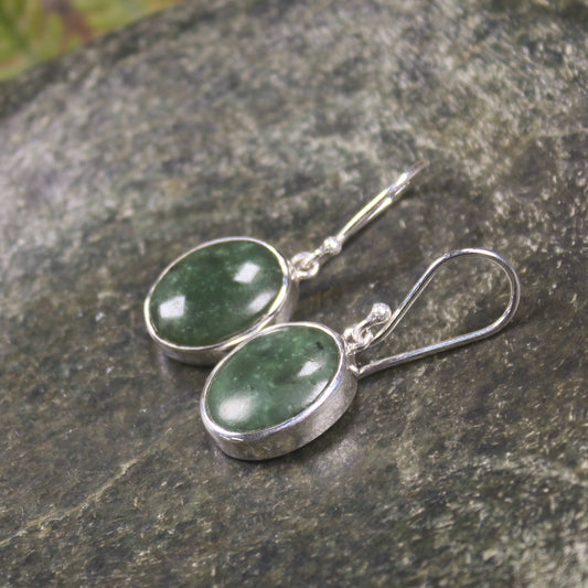 Roimata or Teardrop earrings carved from Hapopo Pounamu - NZ Greenstone