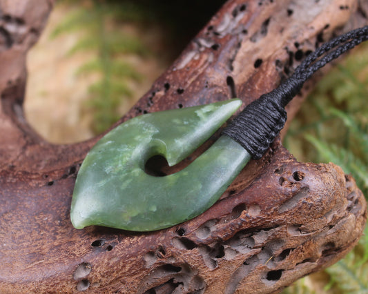 Hei Matau carved from Hapopo Pounamu - NZ Greenstone