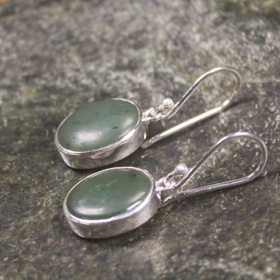 Roimata or Teardrop earrings carved from Hapopo Pounamu - NZ Greenstone
