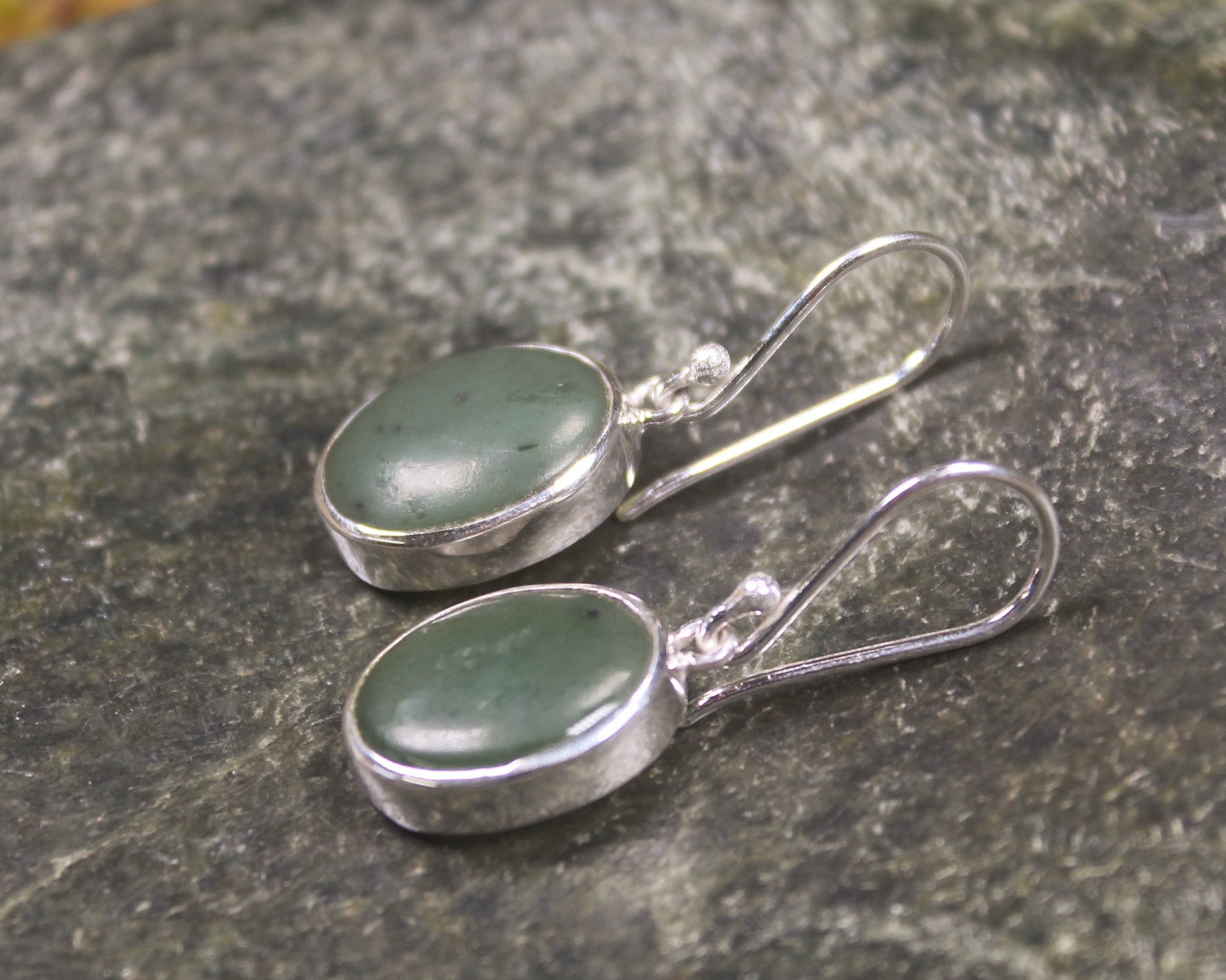 Roimata or Teardrop earrings carved from Hapopo Pounamu - NZ Greenstone