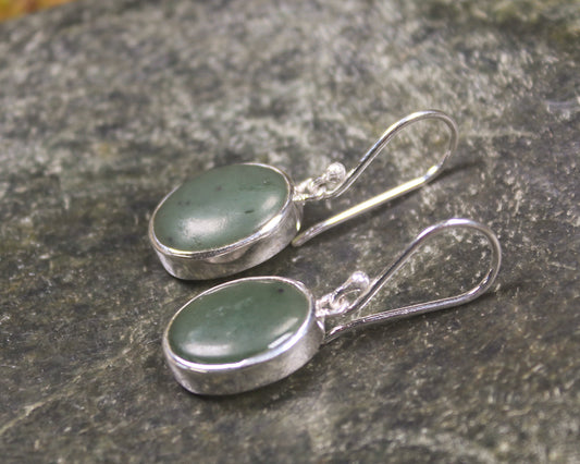 Roimata or Teardrop earrings carved from Hapopo Pounamu - NZ Greenstone