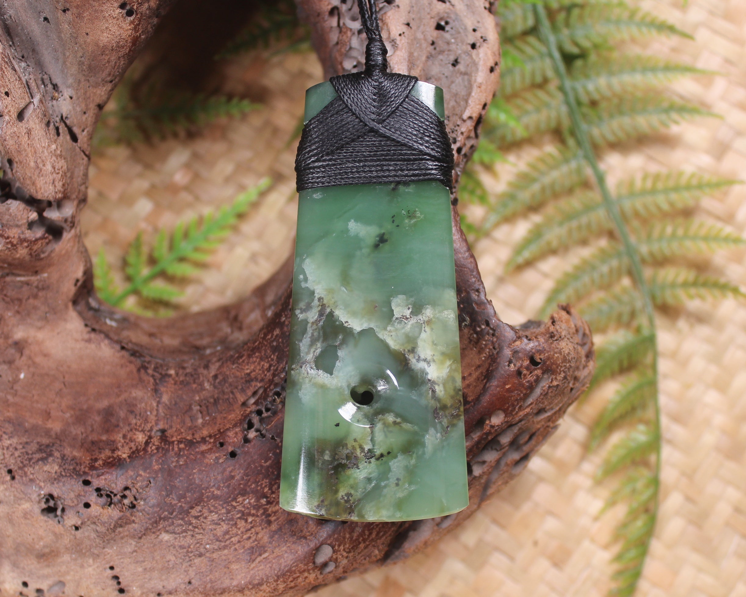 Toki or Adze with Koru Pendant carved from Inanga Pounamu - NZ Greenstone