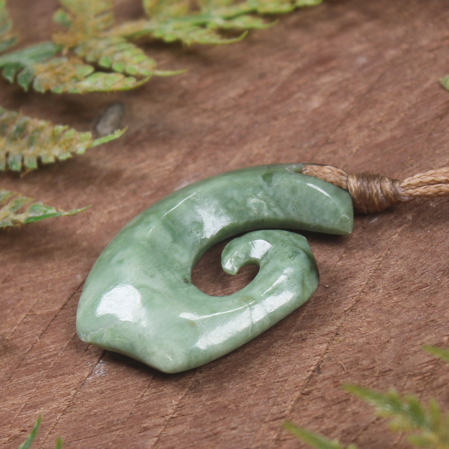 Hei Matau or Fish Hook carved from Kawakawa Pounamu - NZ Greenstone