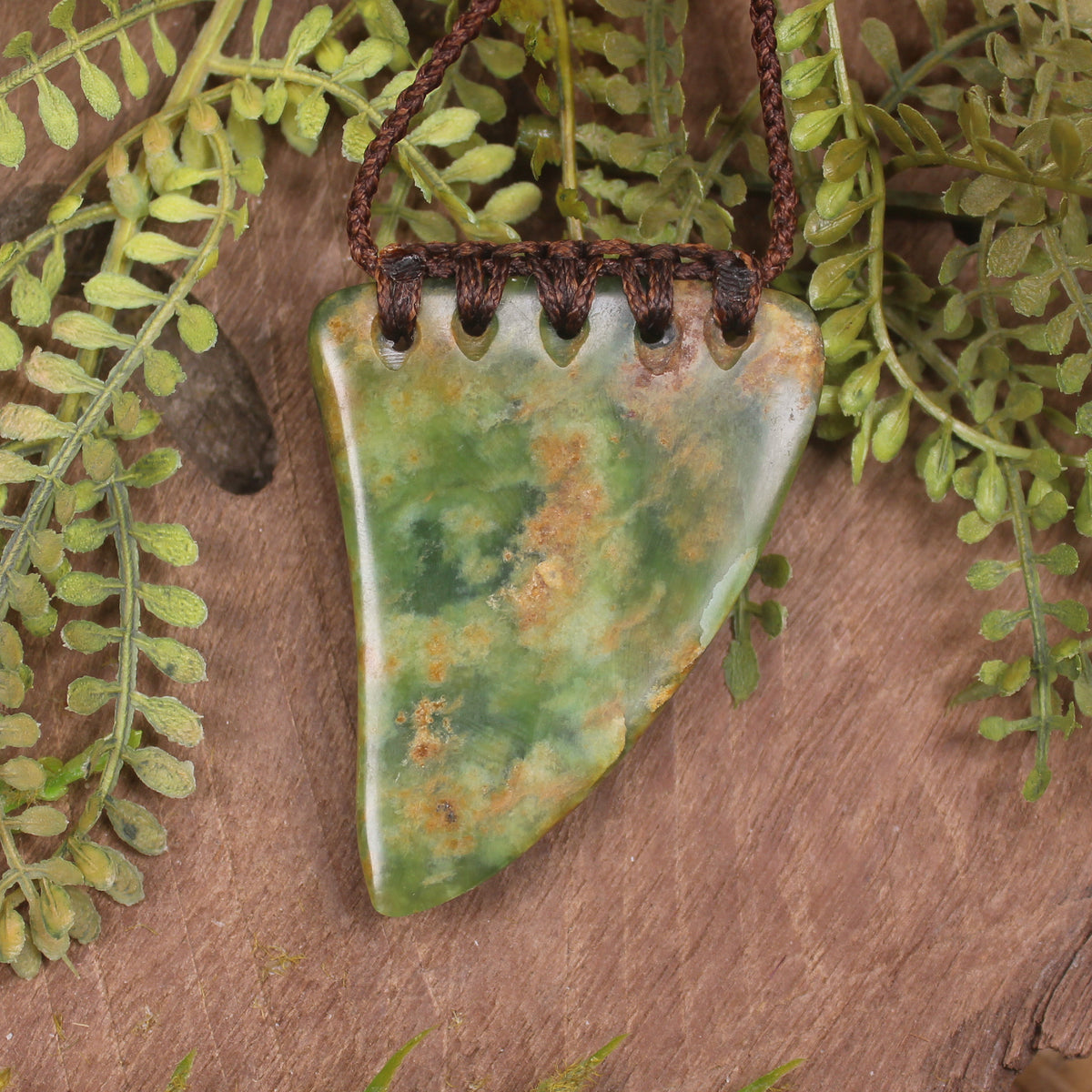 Flower Jade Pounamu Taniwha Tooth pendant