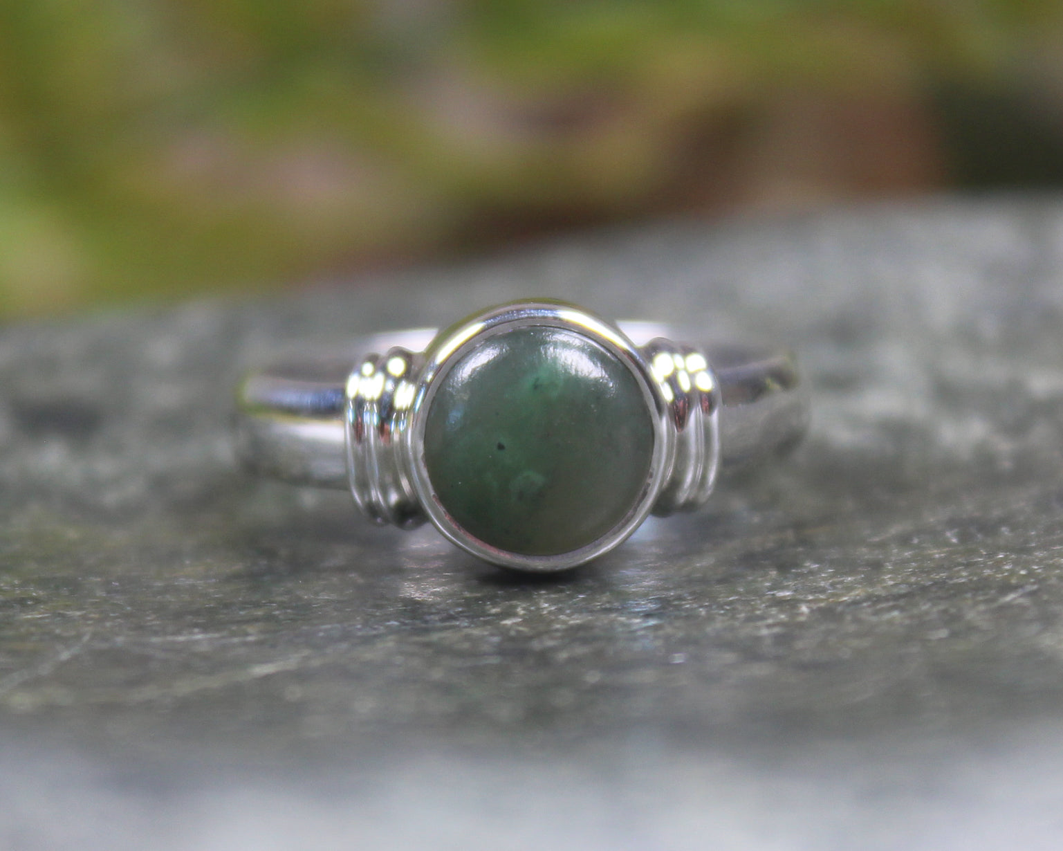 Sterling Silver Hapopo Pounamu Ring - NZ Greenstone