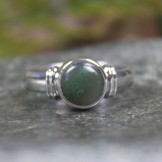Sterling Silver Hapopo Pounamu Ring - NZ Greenstone
