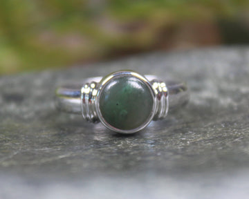 Sterling Silver Hapopo Pounamu Ring - NZ Greenstone
