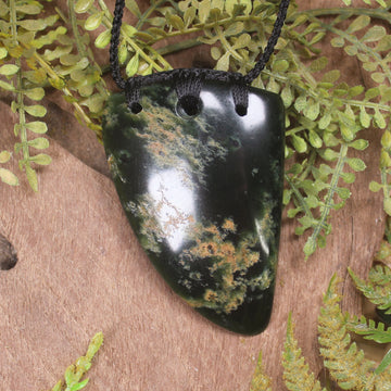 Flower Jade Pounamu Taniwha Tooth pendant
