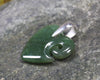 Heart with Koru carved from Kawakawa Pounamu - NZ Greenstone