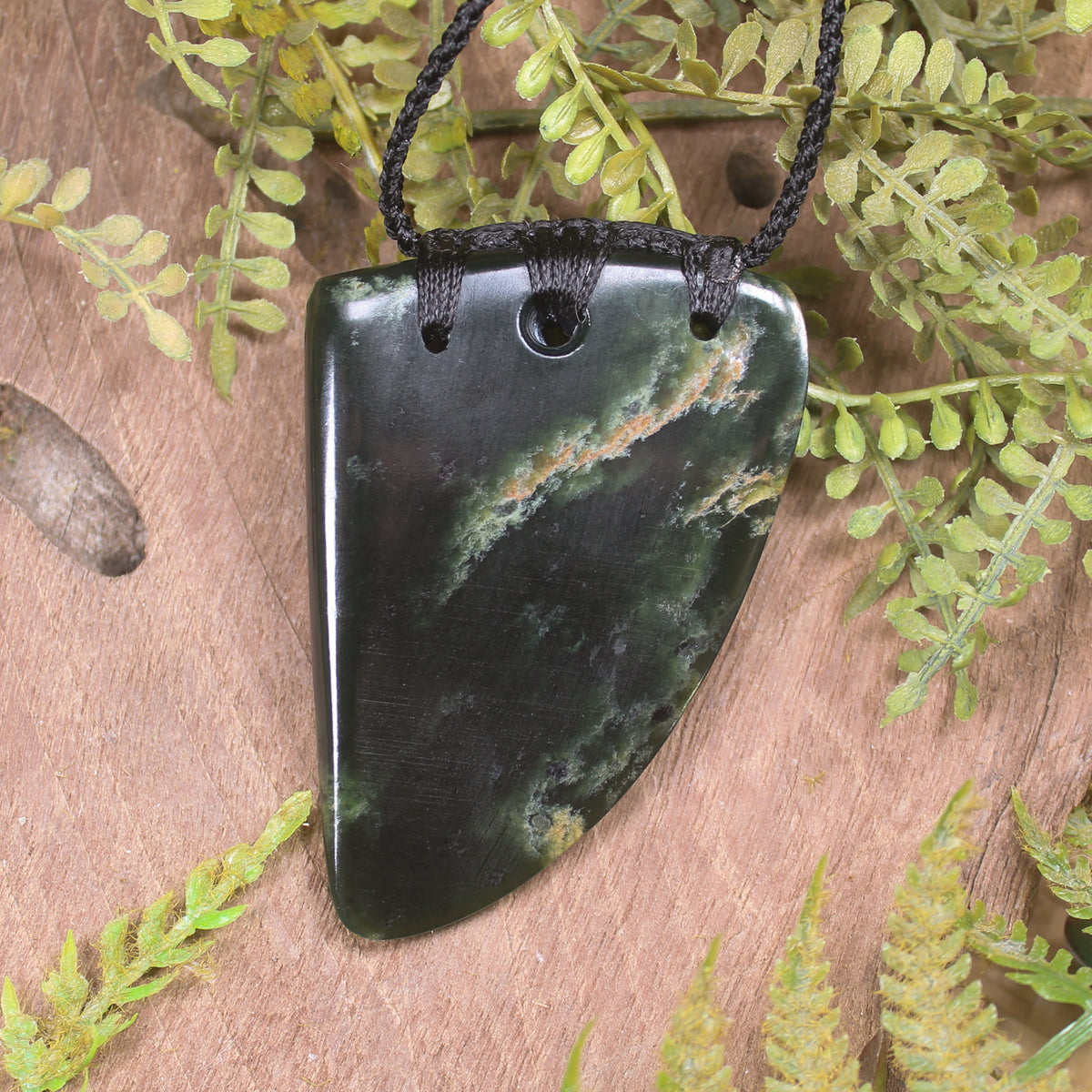 Flower Jade Pounamu Taniwha Tooth pendant