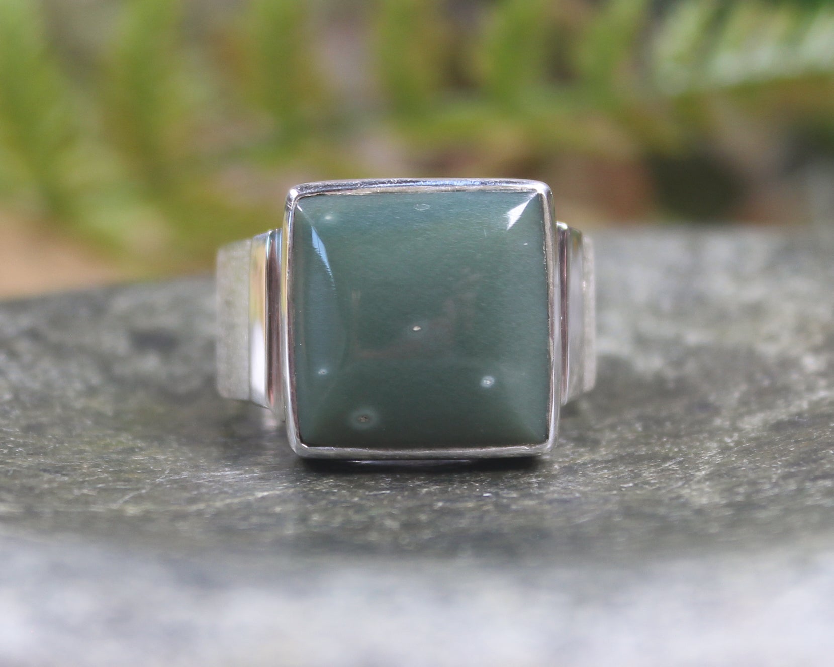 Sterling Silver Inanga Pounamu Ring - NZ Greenstone