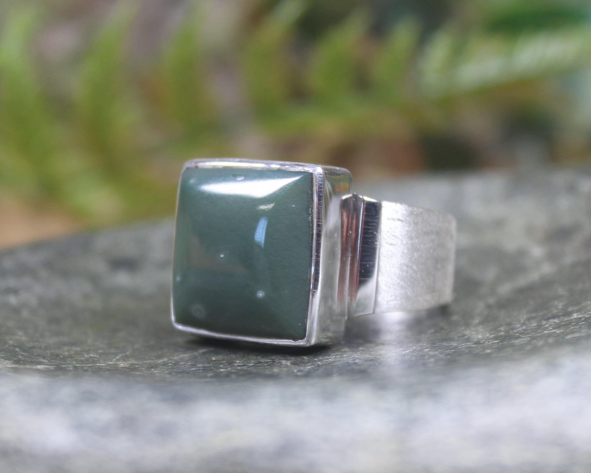 Sterling Silver Inanga Pounamu Ring - NZ Greenstone