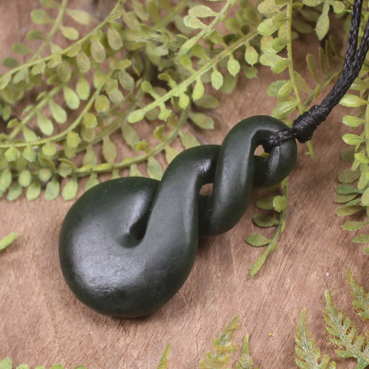 Twist carved from Rimu Pounamu - NZ Greenstone