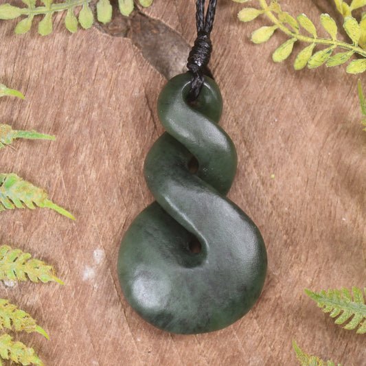 Twist carved from Rimu Pounamu - NZ Greenstone