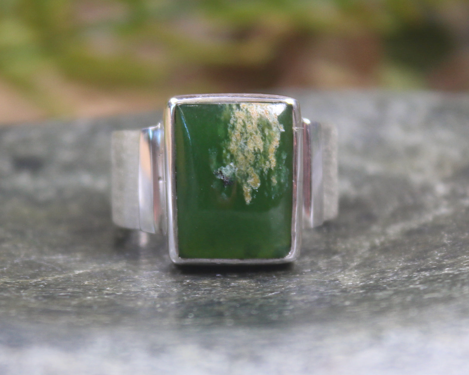 Sterling Silver Flower Jade Pounamu Ring - NZ Greenstone