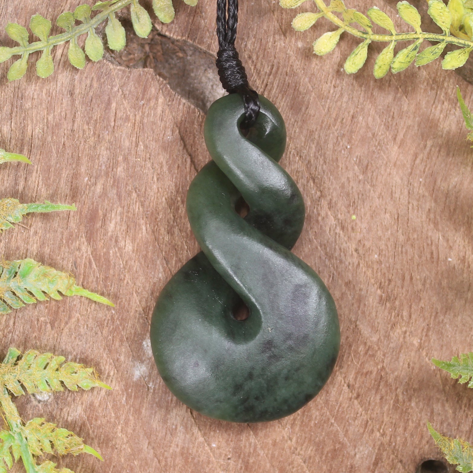 Twist carved from Rimu Pounamu - NZ Greenstone