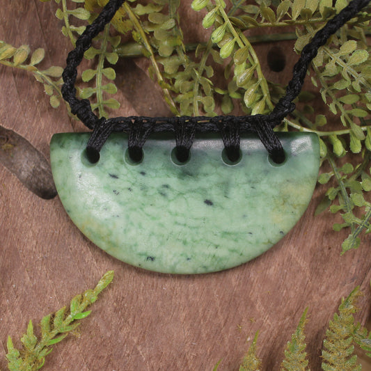 NZ Greenstone Large Kōuma Breastplate Pendant Kawakawa Pounamu