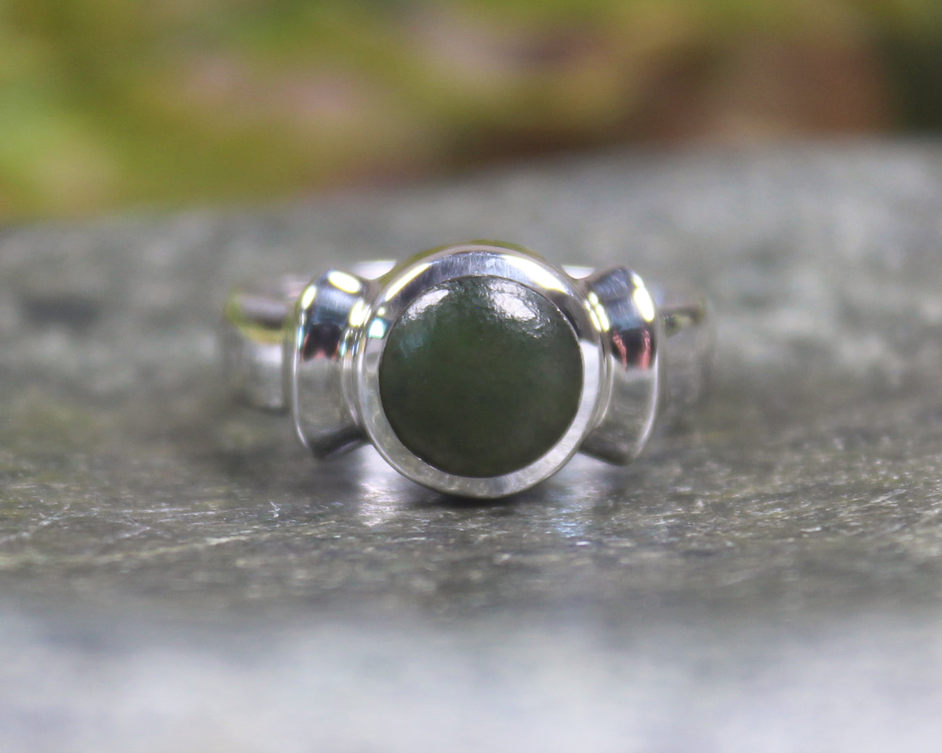 Sterling Silver Rimu Pounamu Ring - NZ Greenstone