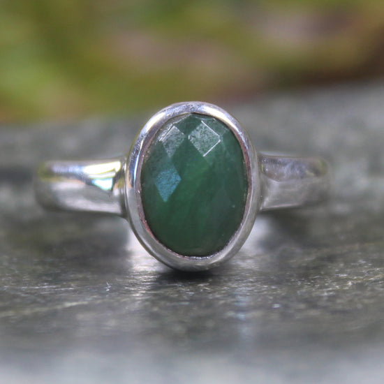 Sterling Silver Kawakawa Pounamu Ring - NZ Greenstone