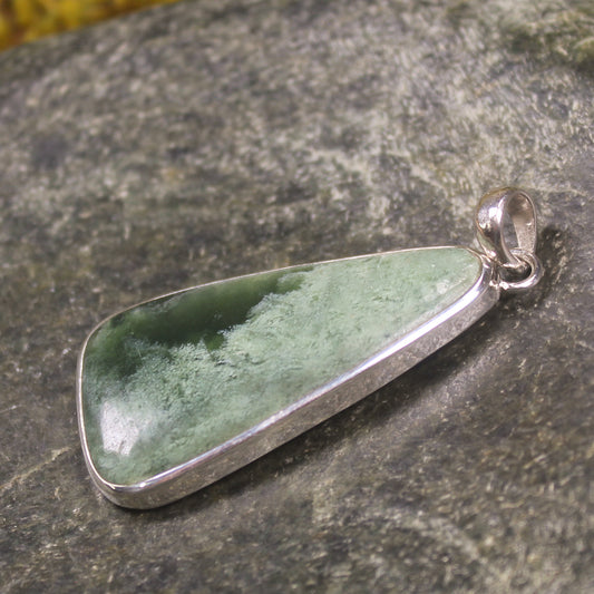 Kawakawa Pounamu pendant set in Sterling Silver - NZ Greenstone