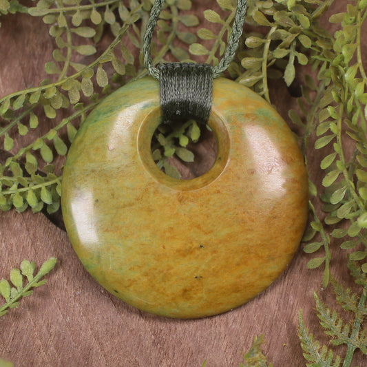 Porowhita with Koru carved from Flower Jade Pounamu - NZ Greenstone