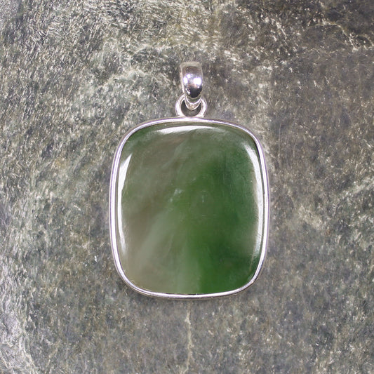 Hapopo Pounamu pendant set in Sterling Silver - NZ Greenstone