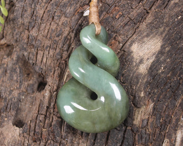 Twist carved from Inanga Pounamu - NZ Greenstone