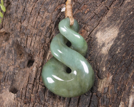 Twist carved from Inanga Pounamu - NZ Greenstone