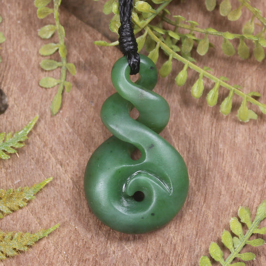 Hapopo Pounamu Koru Twist Pendant - NZ Greenstone