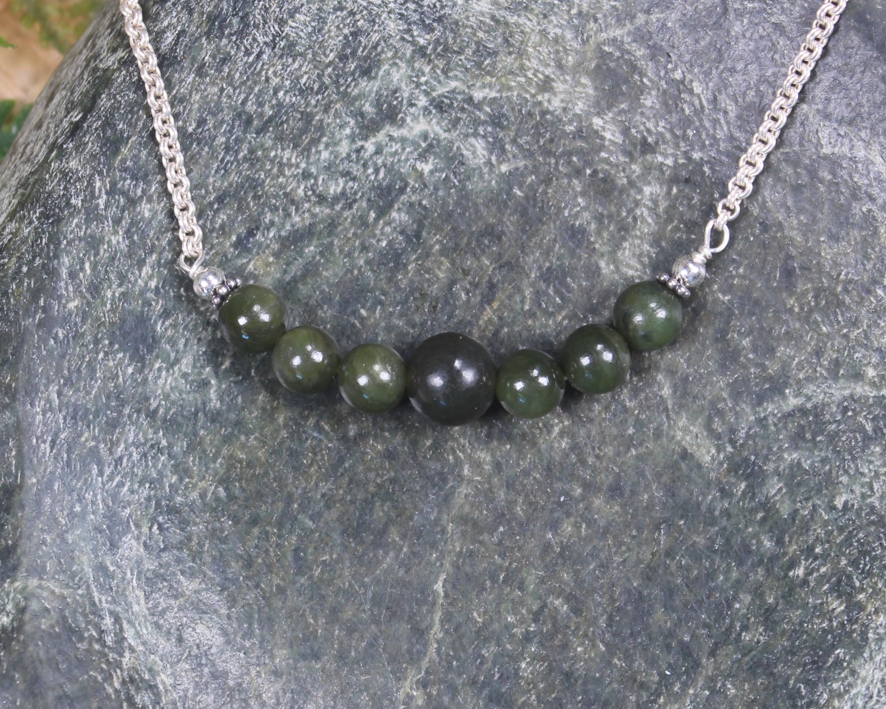 Beaded Pounamu necklace pendant - NZ Greenstone