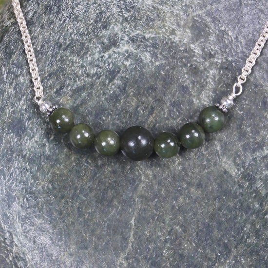 Beaded Pounamu necklace pendant - NZ Greenstone