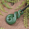 Hapopo Pounamu Koru Twist Pendant - NZ Greenstone