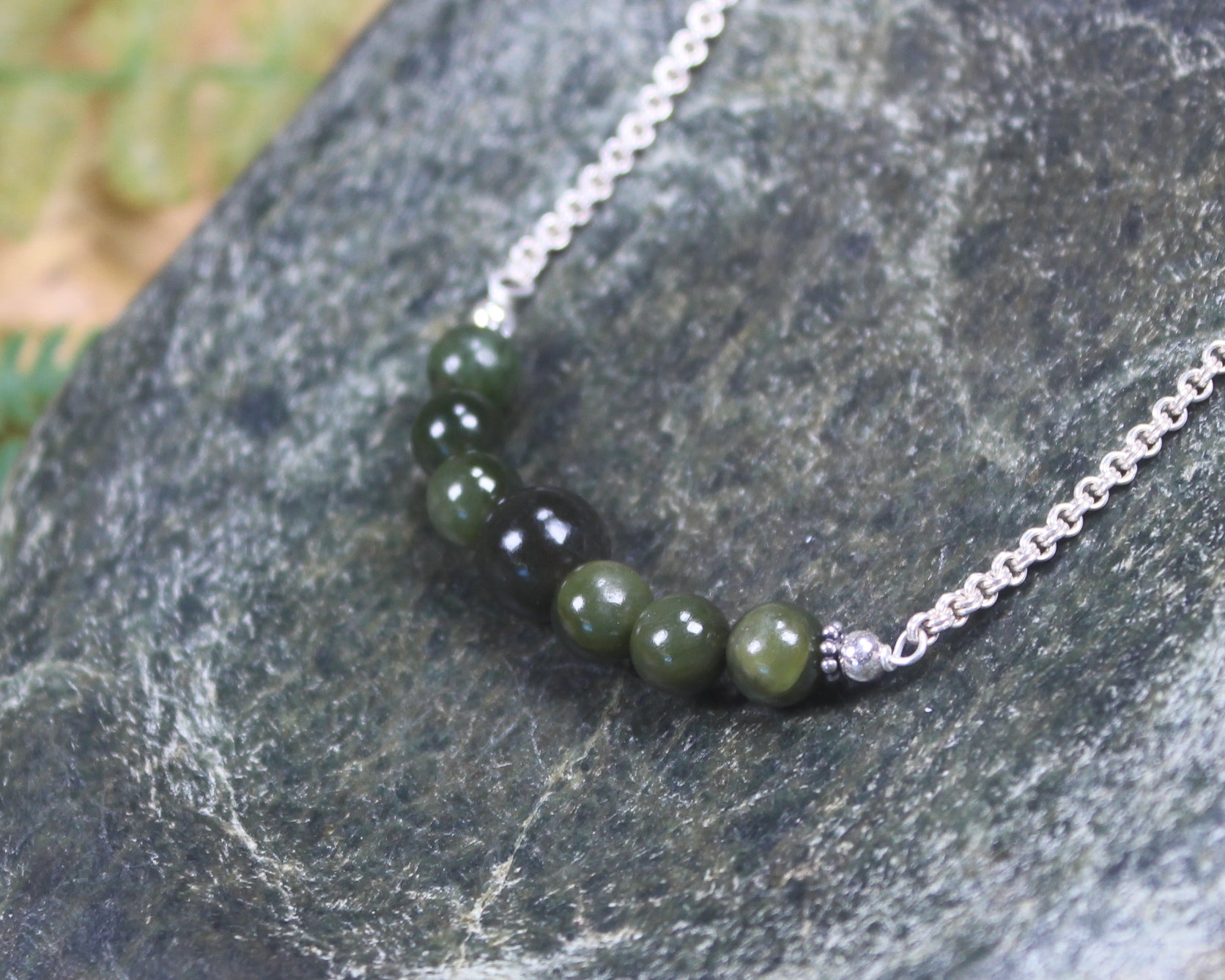 Beaded Pounamu necklace pendant - NZ Greenstone