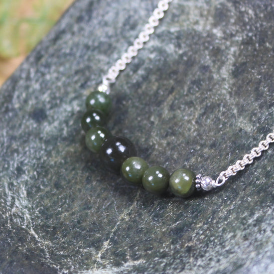 Beaded Pounamu necklace pendant - NZ Greenstone