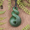 Hapopo Pounamu Koru Twist Pendant - NZ Greenstone