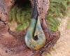 Hei Matau or Fish Hook carved from Totoweka Pounamu - NZ Greenstone