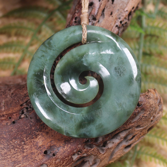 Koru or Spiral carved from Inanga Pounamu - NZ Greenstone