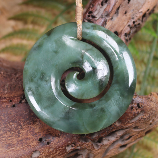 Koru or Spiral carved from Inanga Pounamu - NZ Greenstone