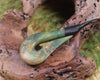 Hei Matau or Fish Hook carved from Totoweka Pounamu - NZ Greenstone