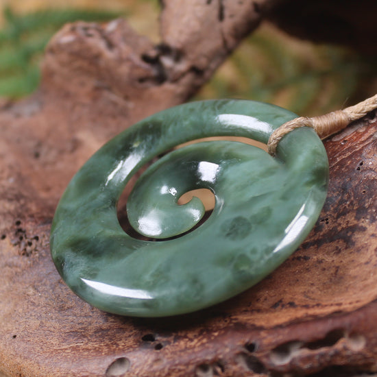 Koru or Spiral carved from Inanga Pounamu - NZ Greenstone