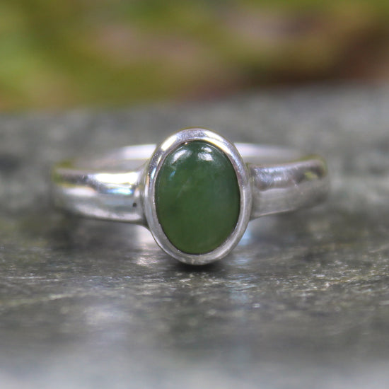 Sterling Silver Hapopo Pounamu Ring - NZ Greenstone