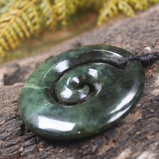 Koru carved from Inanga Pounamu - NZ Greenstone