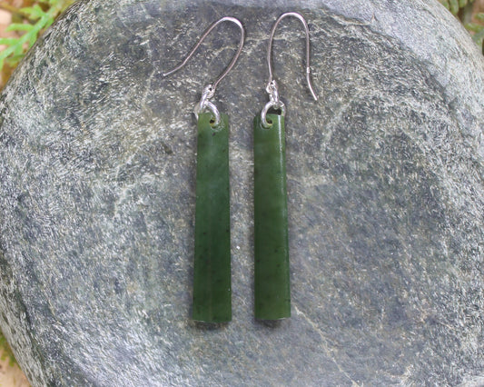 Roimata or Teardrop earrings carved from Rimu Pounamu - NZ Greenstone