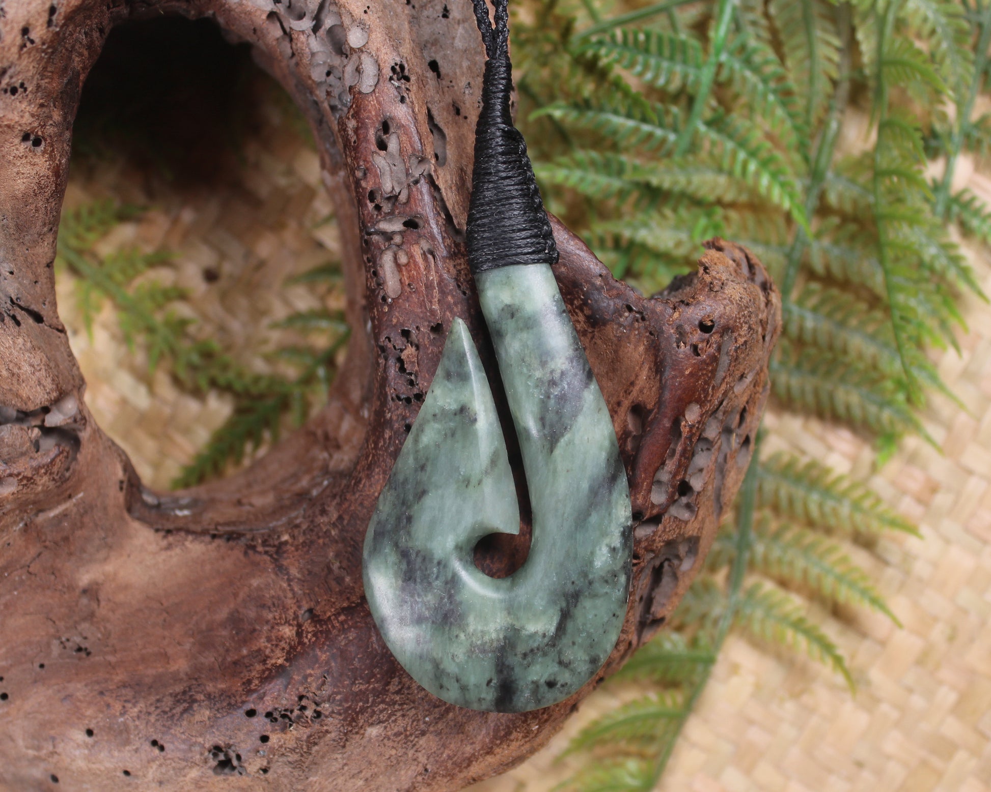 Hei Matau carved from Hapopo Pounamu - NZ Greenstone