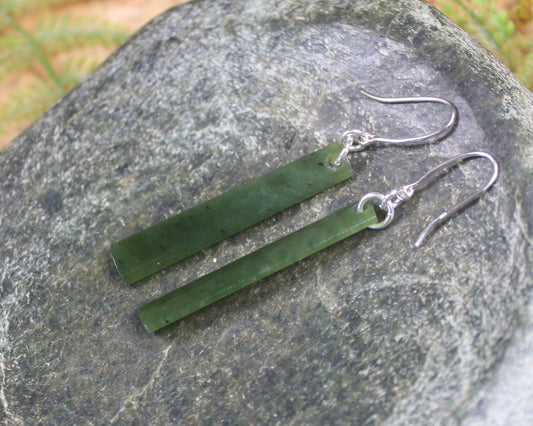 Roimata or Teardrop earrings carved from Rimu Pounamu - NZ Greenstone