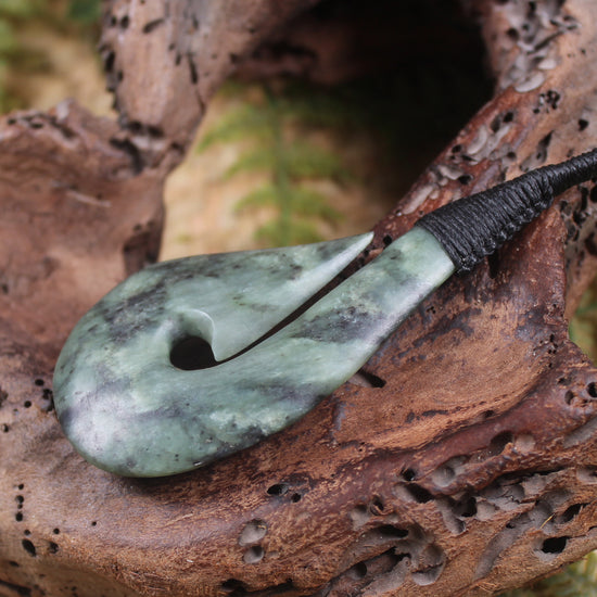 Hei Matau carved from Hapopo Pounamu - NZ Greenstone