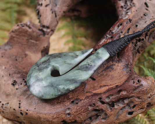 Hei Matau carved from Hapopo Pounamu - NZ Greenstone